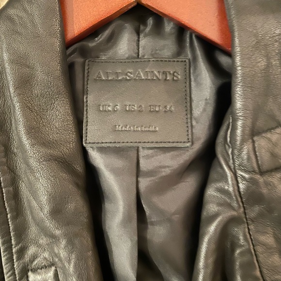 AllSaints Bales Biker Leather Jacket | US 2 - Picture 5 of 8
